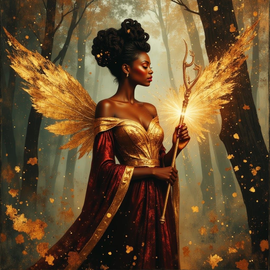 African Goddess in Royal Robes with Gossamer Wings