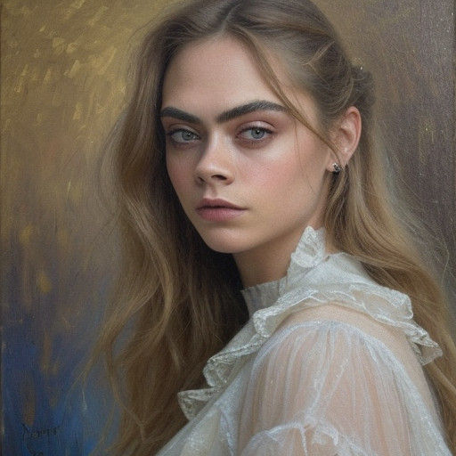 Dreamlike Oil Portrait of a Young Woman with Elegant Hair an...