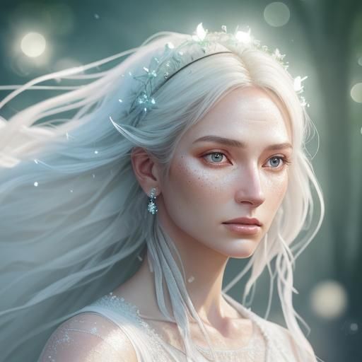 Woman in Flowing Dress: Hyper-Realistic Digital Art