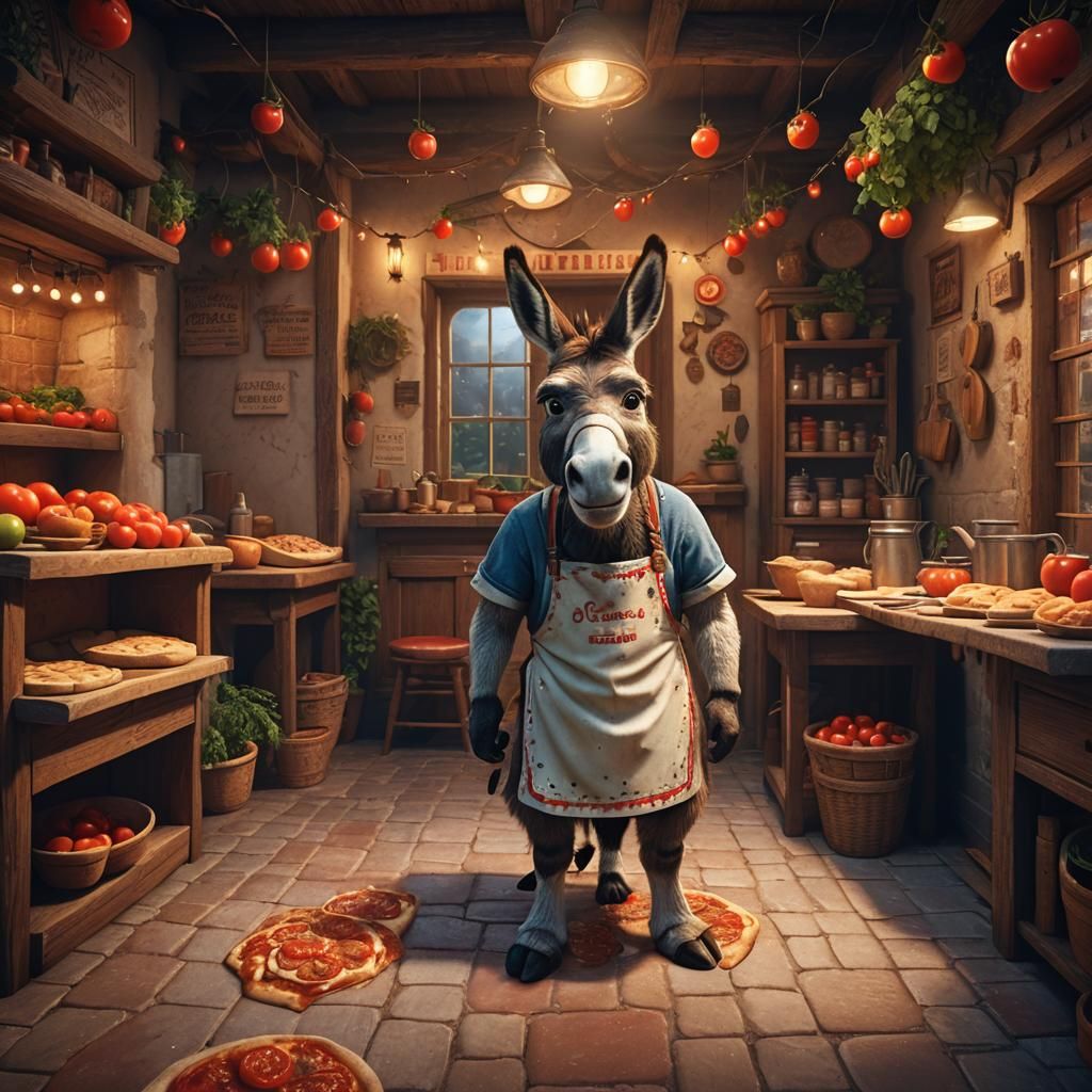 Donkey Chef Makes Pizza in Cozy Pizzeria