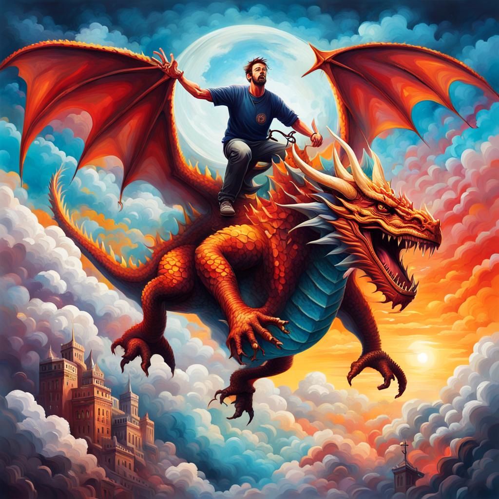 Victorious Dragon Rider Ascending: Graffiti Art