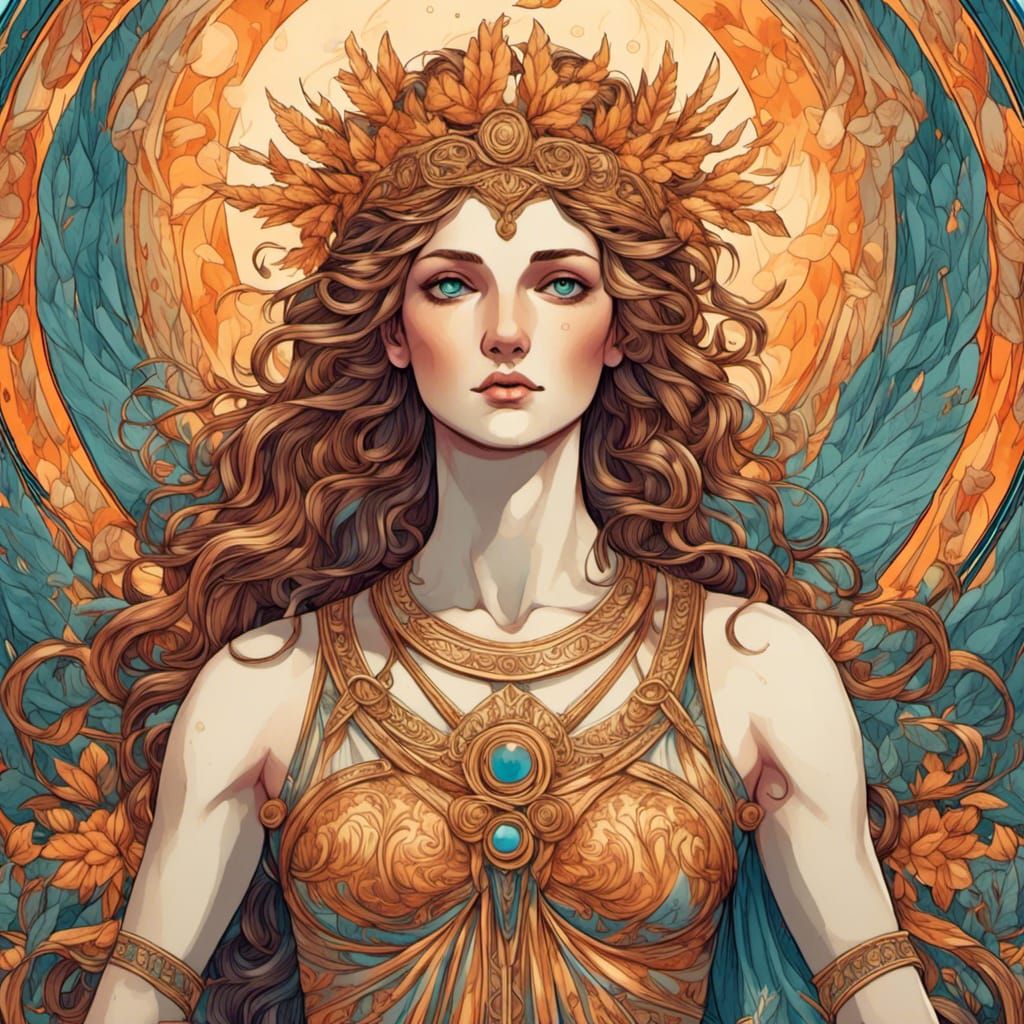 Colorful Greek Goddess Illustration