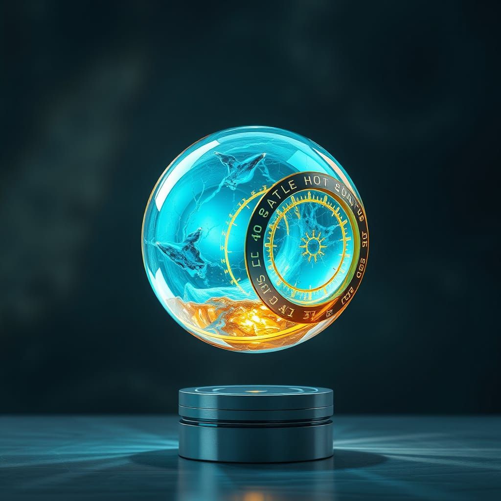 Floating Crystal Orb with Glowing Runes