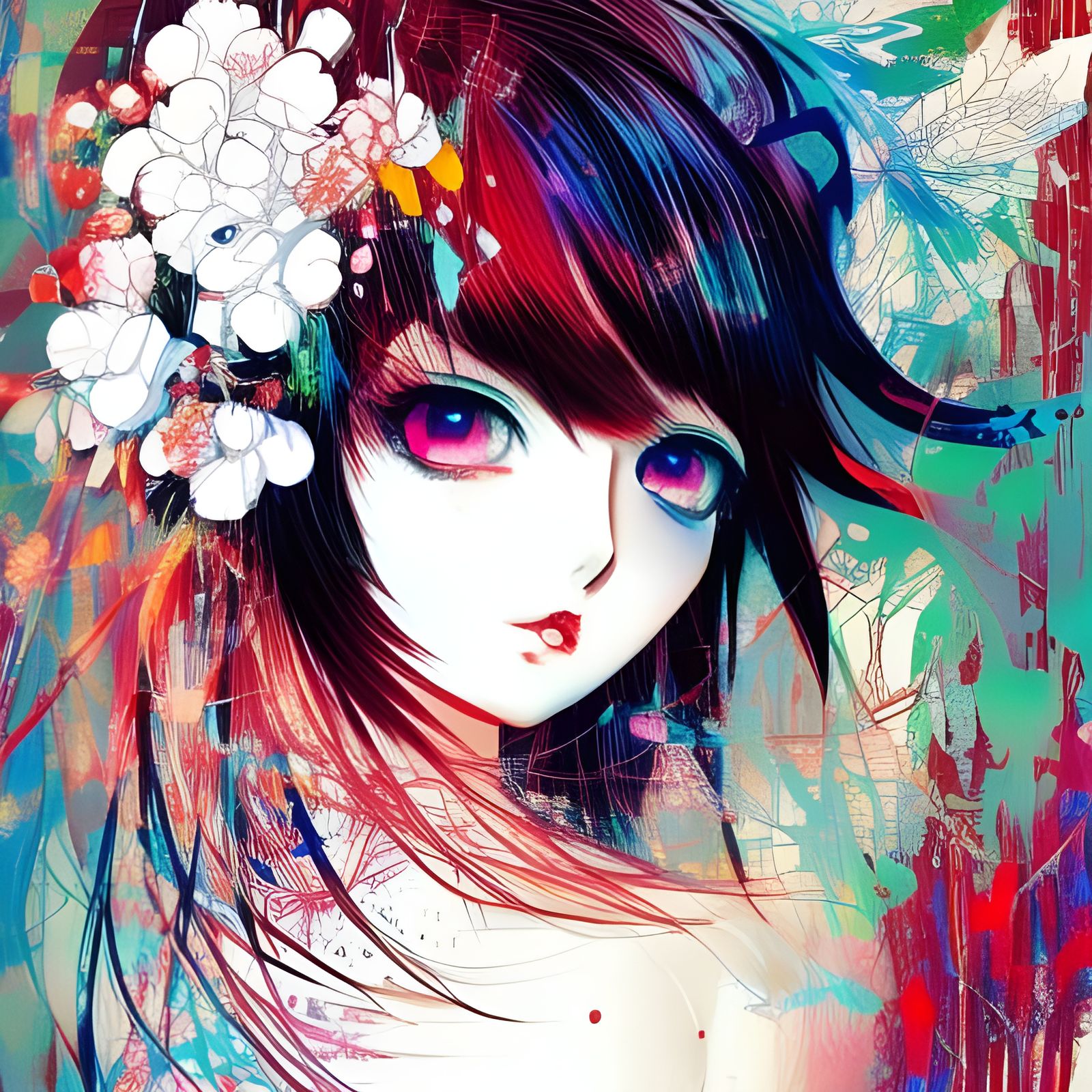 Anime Style Portrait of Beautiful Japanese Woman