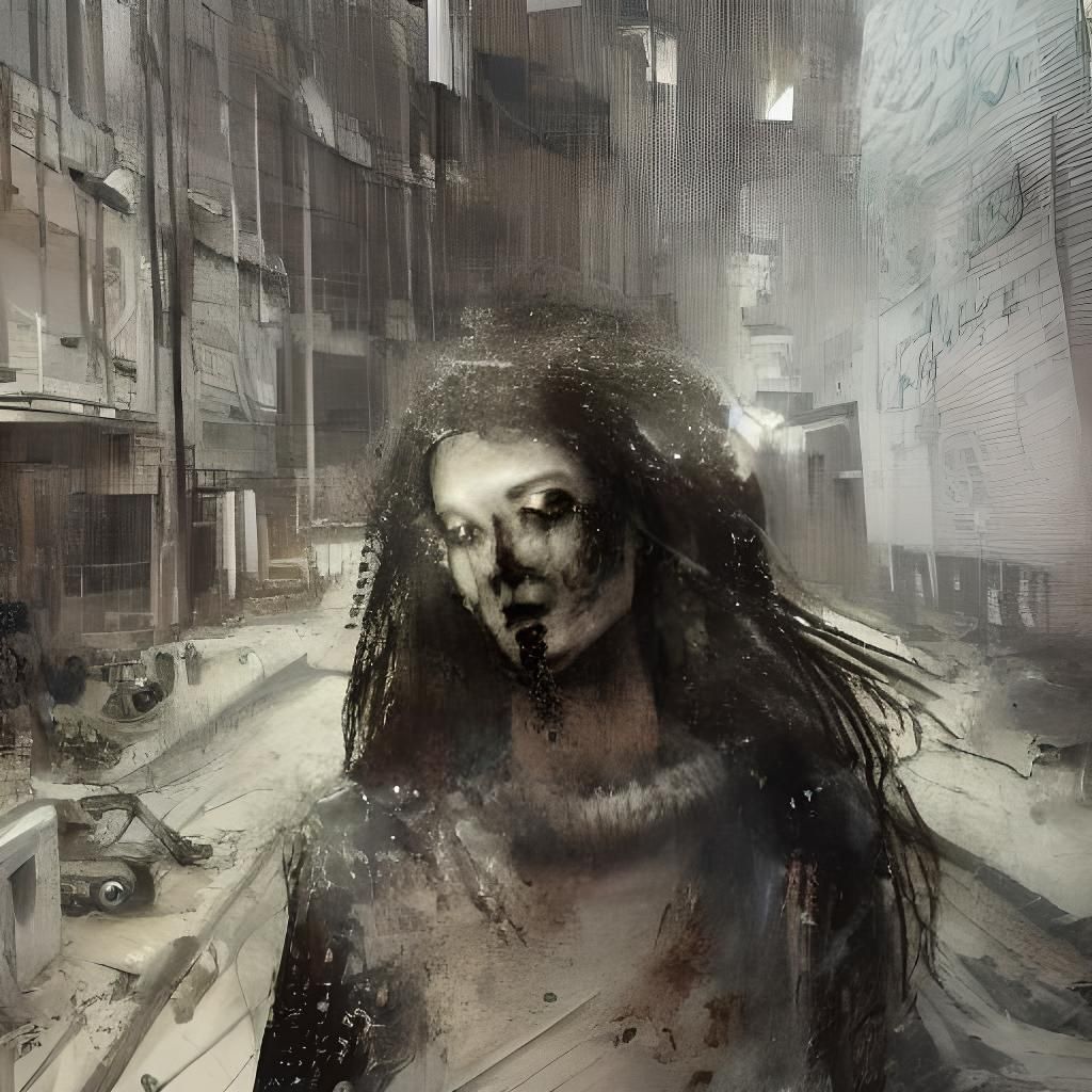 Cyberpunk Cartoon Girl in Dystopian Siberian Apartment