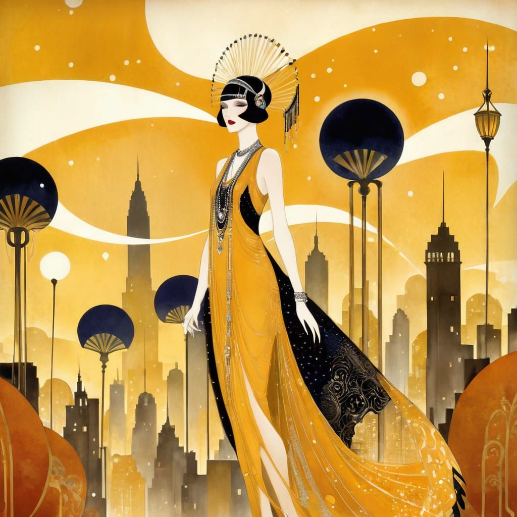 1920s NYC Speakeasy Era in Art Deco Style