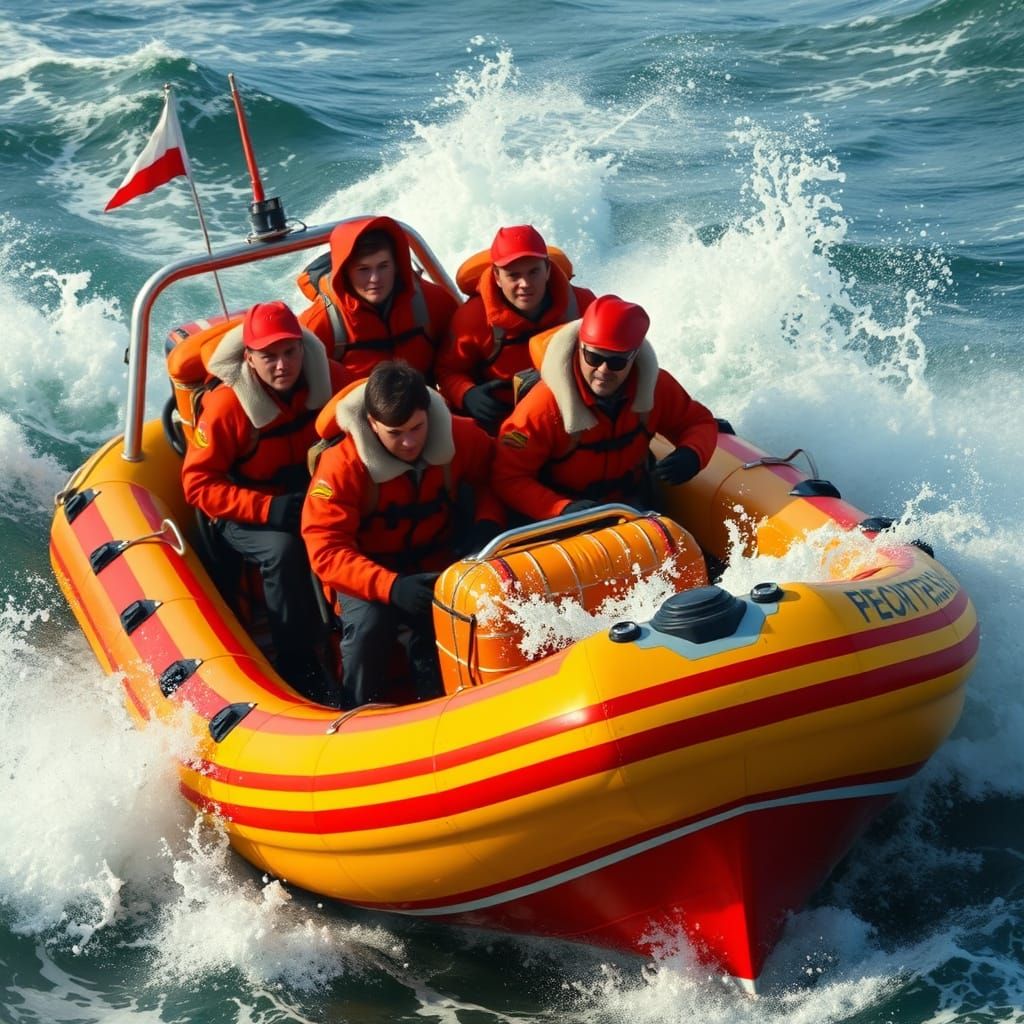 Sea rescue dinghy with a crew of SIX :)