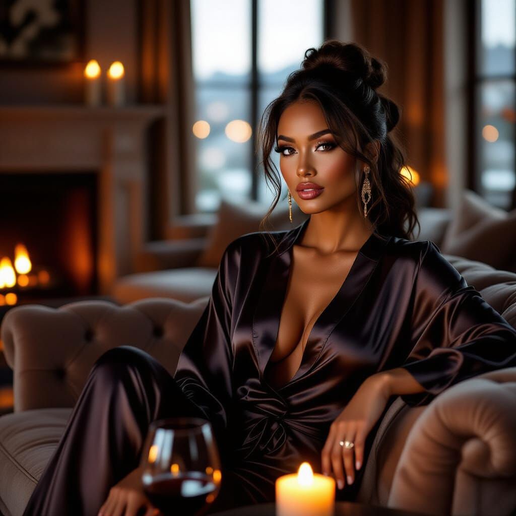 Glamorous Woman in Luxury Loft: Cinematic Portrait
