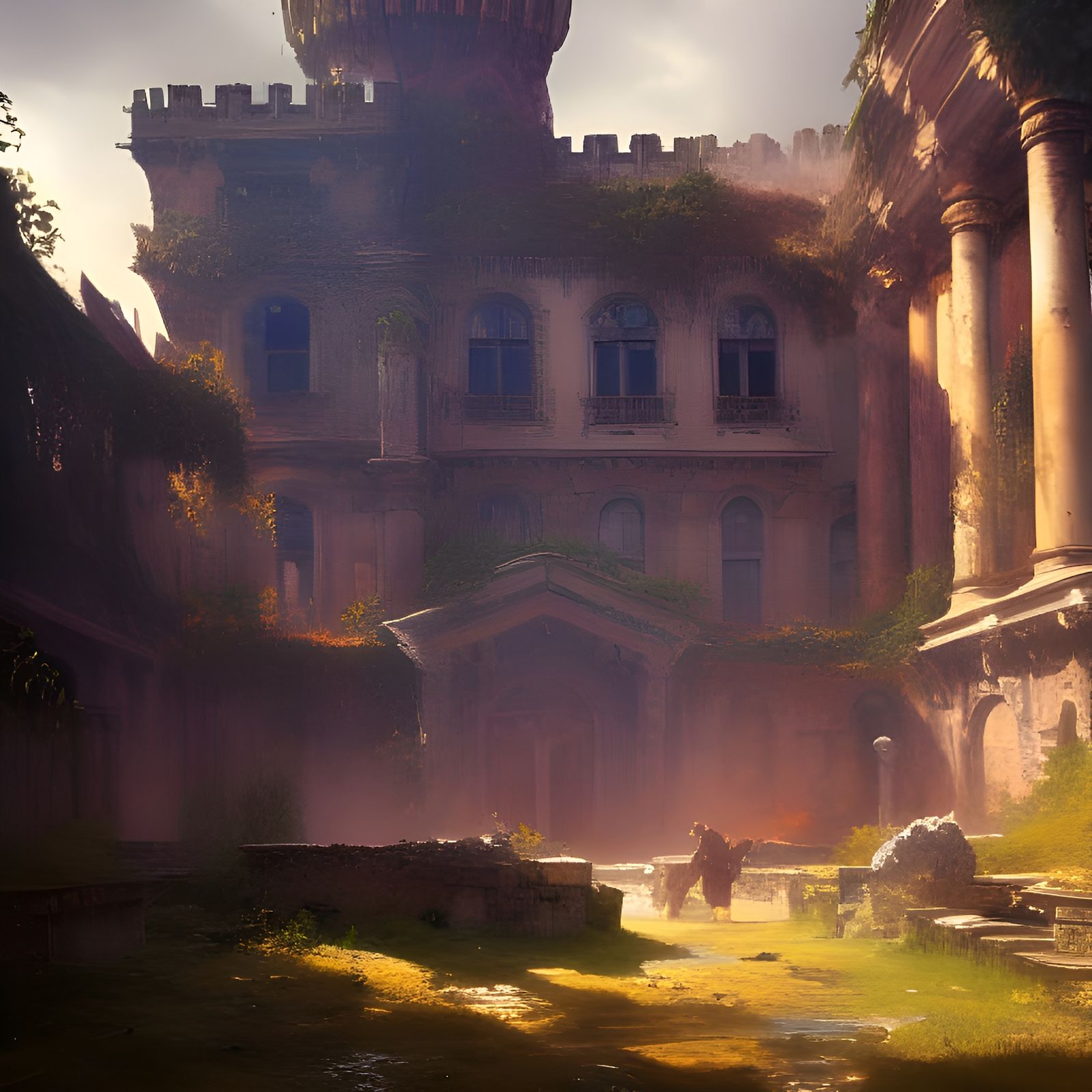 Medieval Castle Ruins Concept Art in 8K