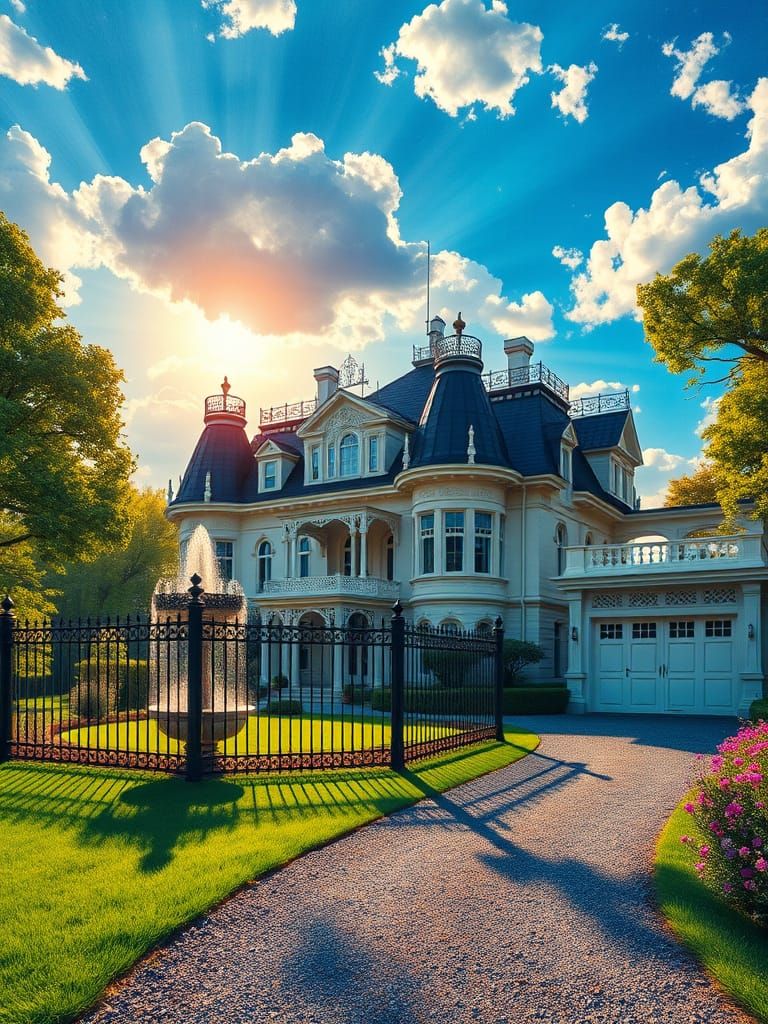 Elegant Victorian Mansion in a Sun-Drenched Landscape