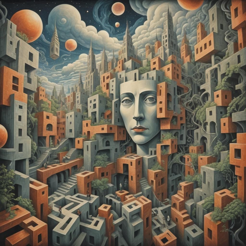 Surreal Underground Maze in Chalk Drawing Style
