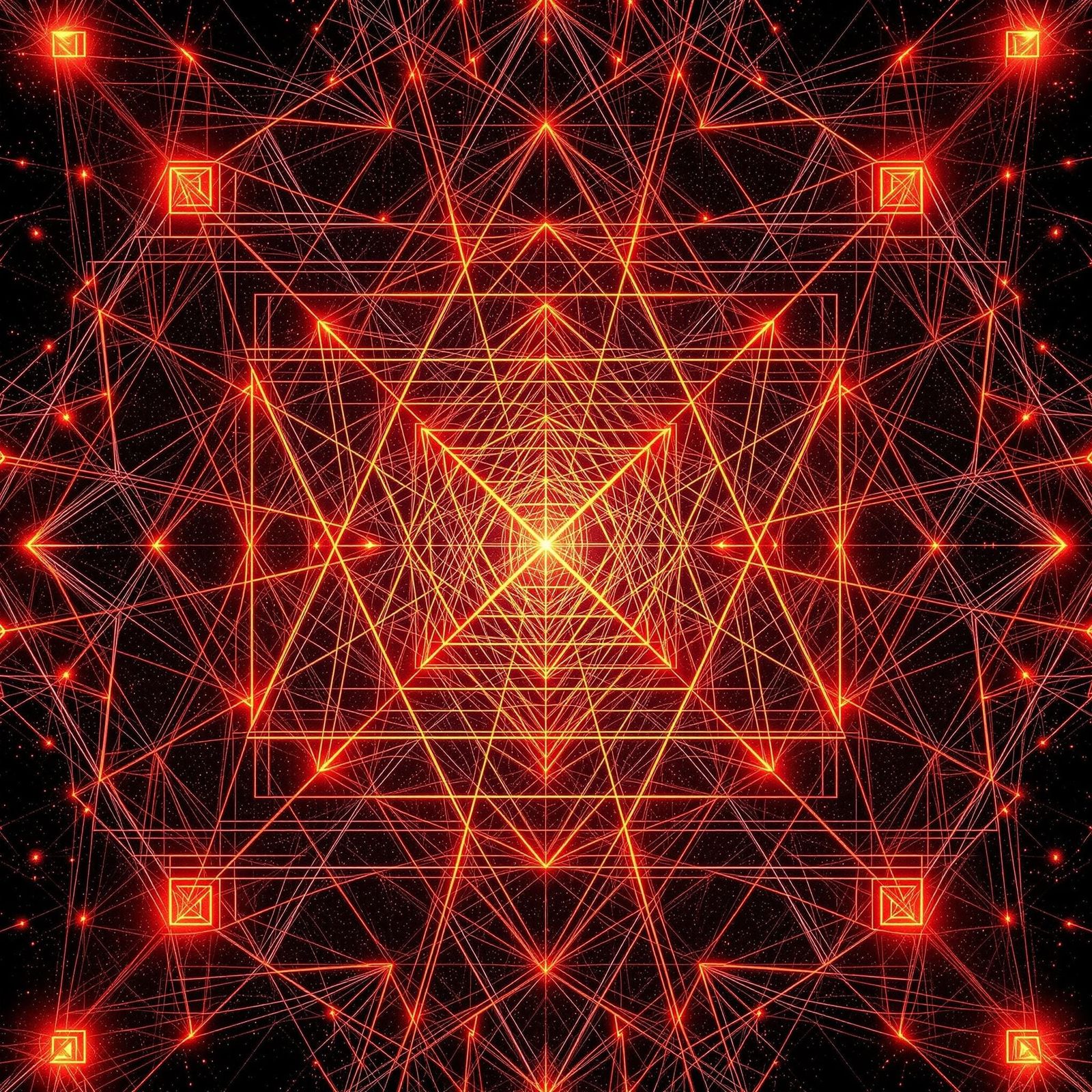 Sacred Geometry Abstract in Psychedelic Neon