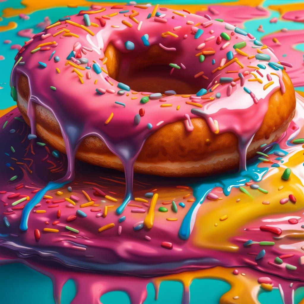 Hyperrealistic Glazed Donut in Splash Art Style