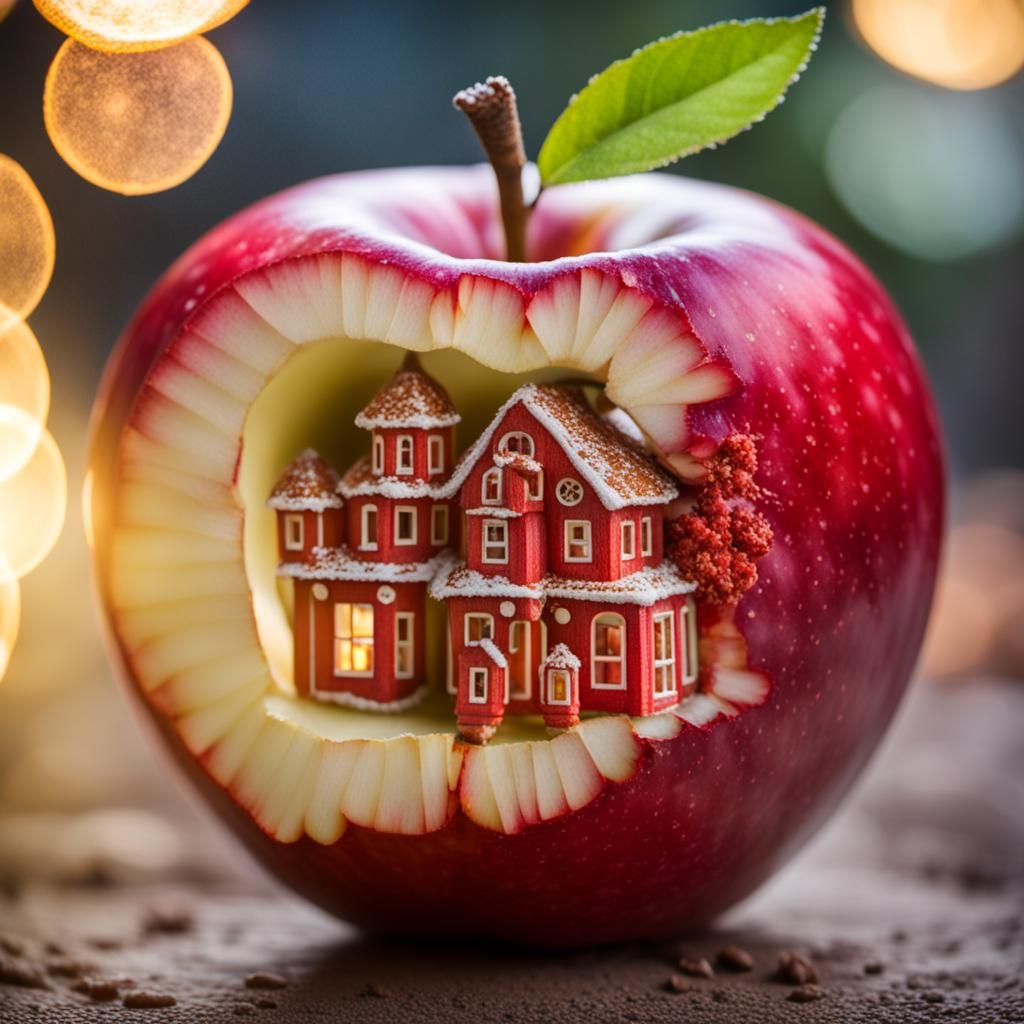 Photorealistic Apple with Bokeh Effect