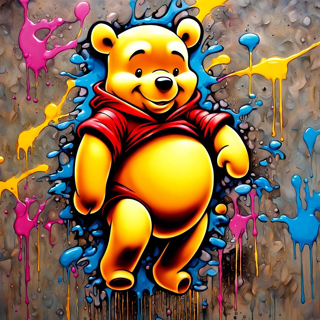 Winnie the Pooh in Graffiti Splash Art