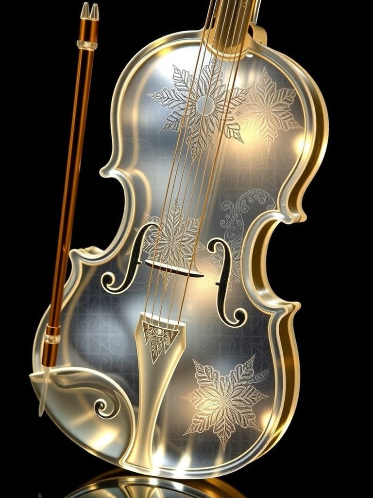 Luminous Glass Violin in Art Nouveau Style