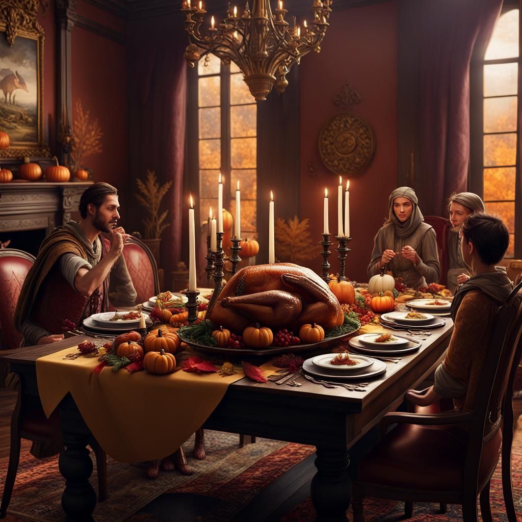 Adventurers' Thanksgiving Feast: Fantasy Concept Art