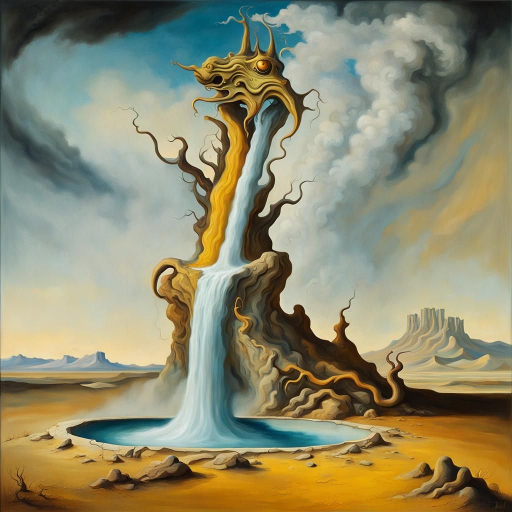Surreal Dragon Geyser as Oil Painting