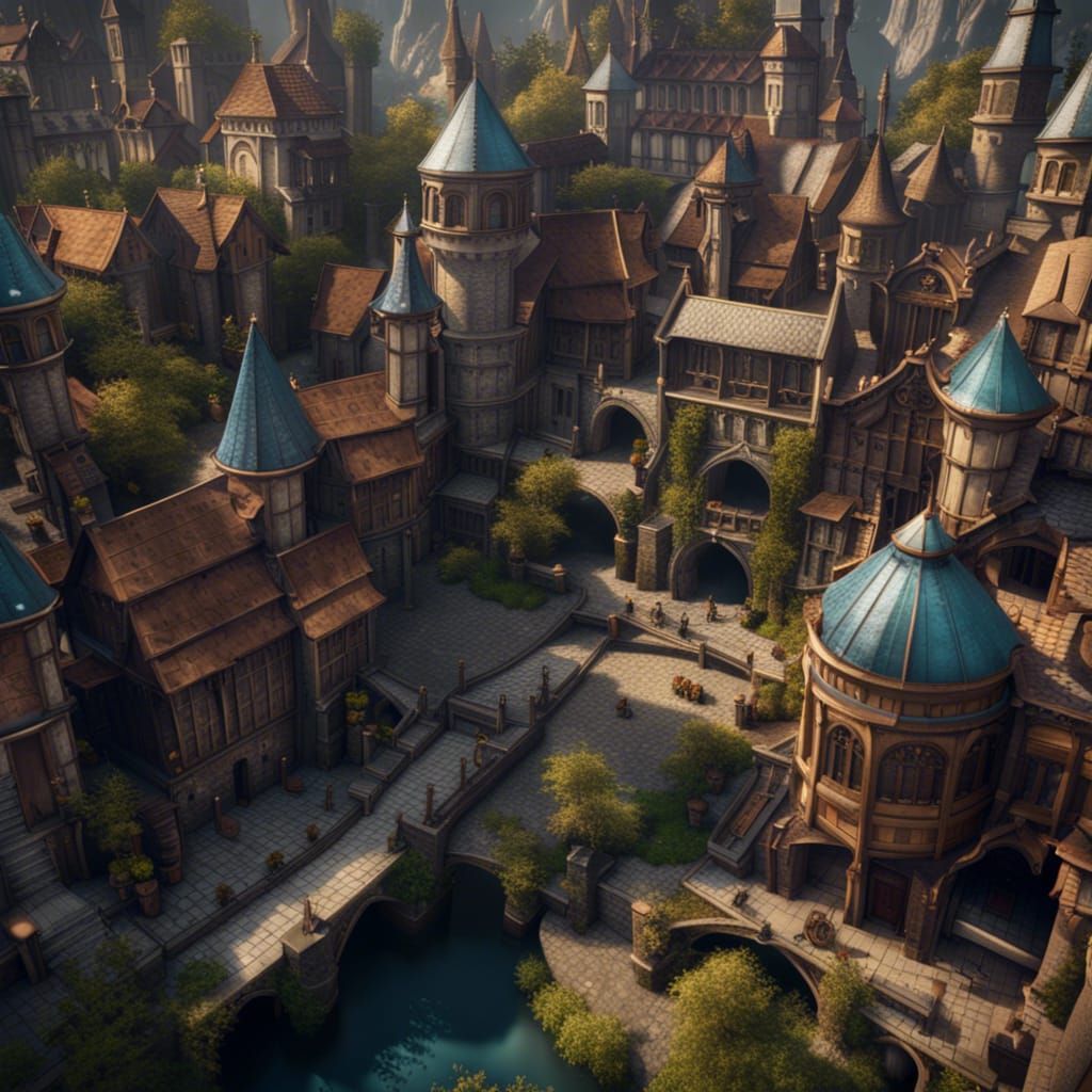 Grand Medieval Fantasy City in Detailed Matte Painting