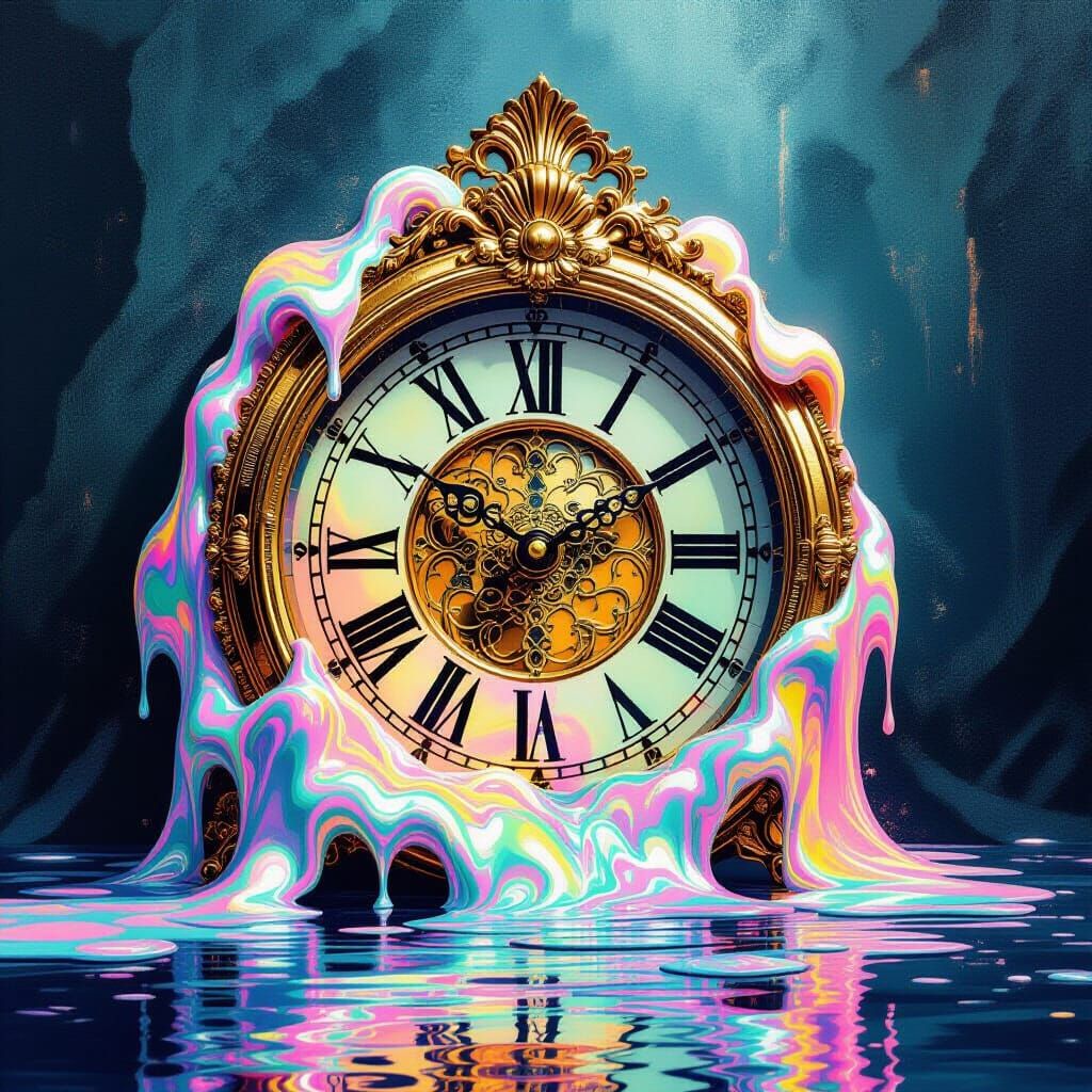 Melting Clock Portal in Surreal Digital Art