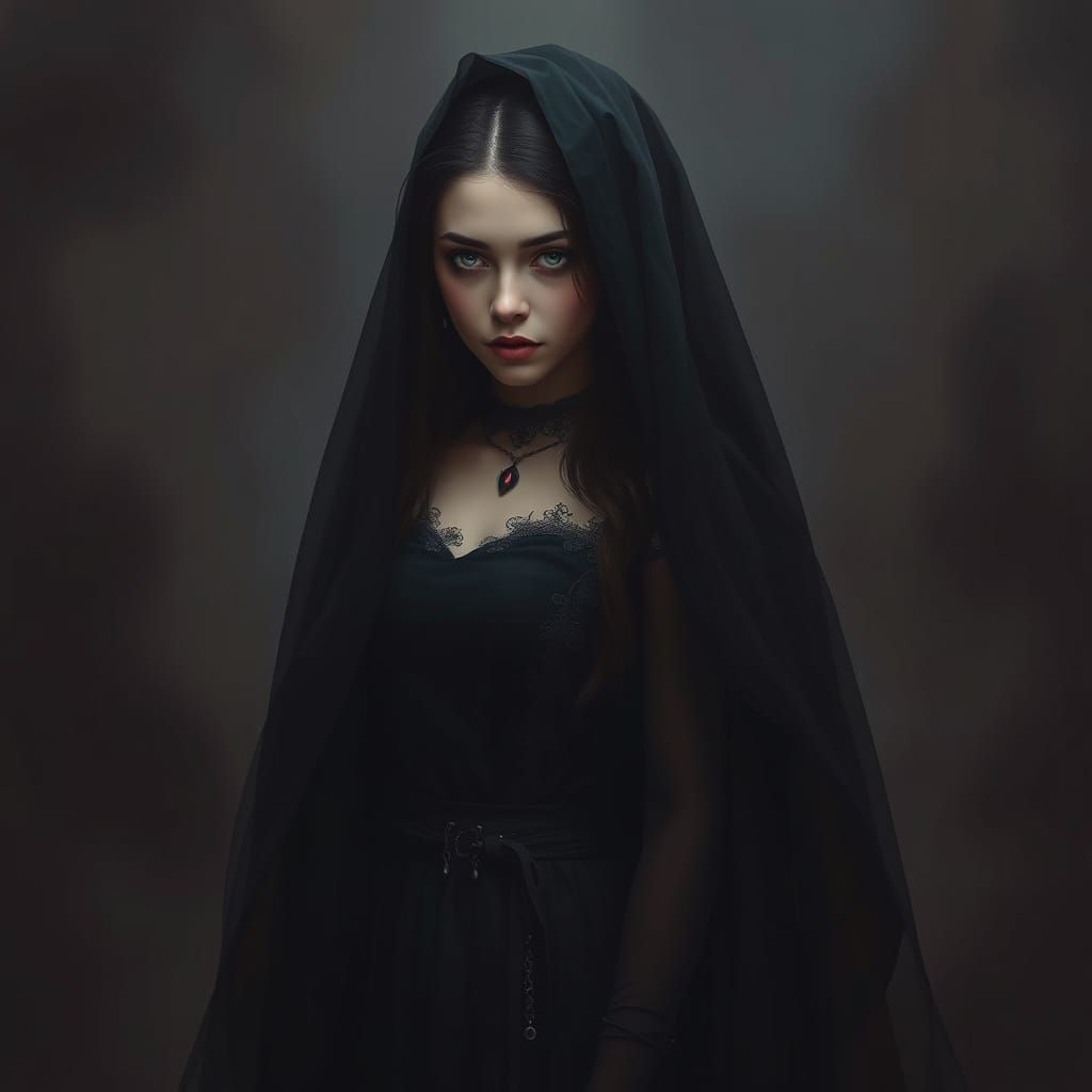 Dark Angel in Gothic Mystical Style