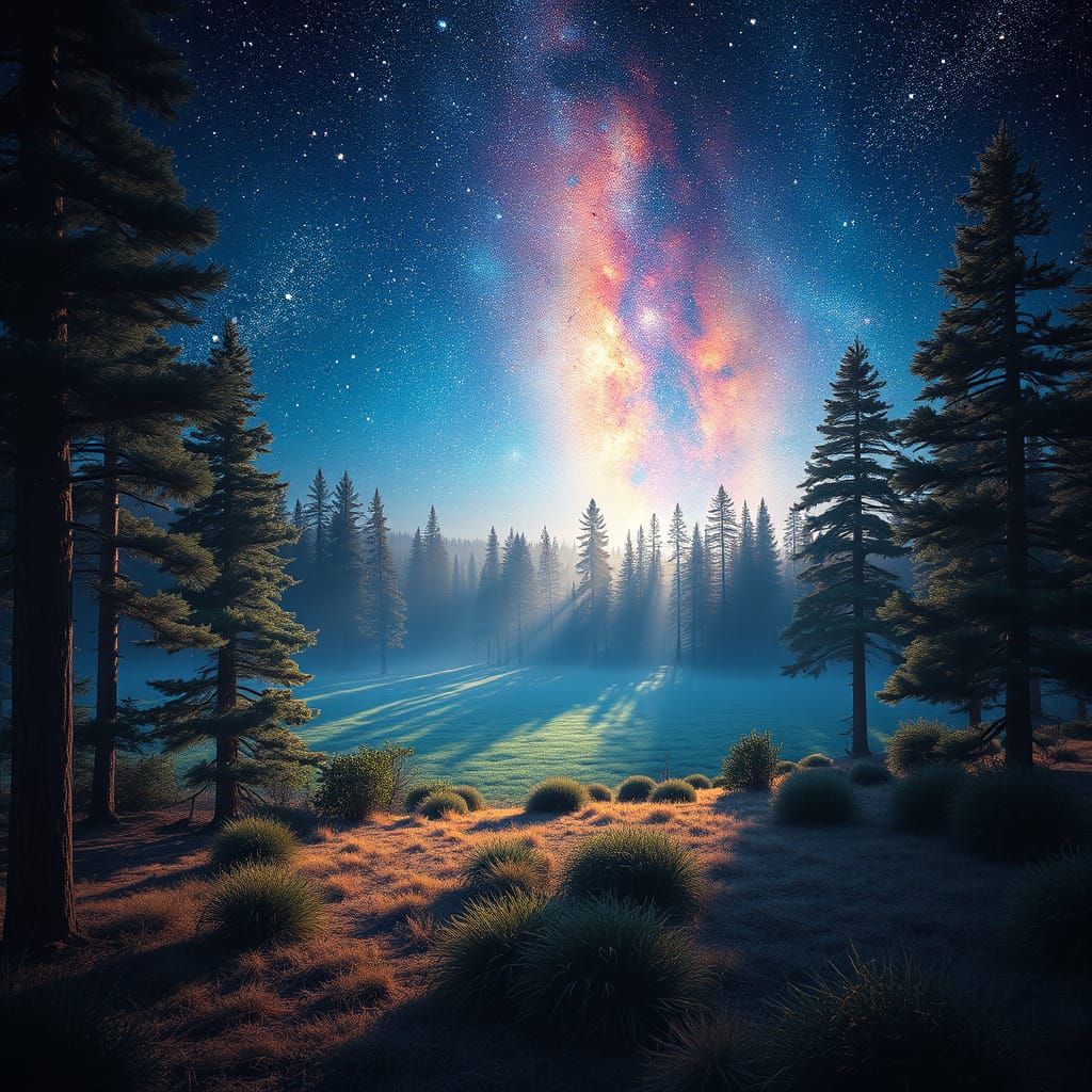 Whispering Pines in an Astral Cosmic Landscape