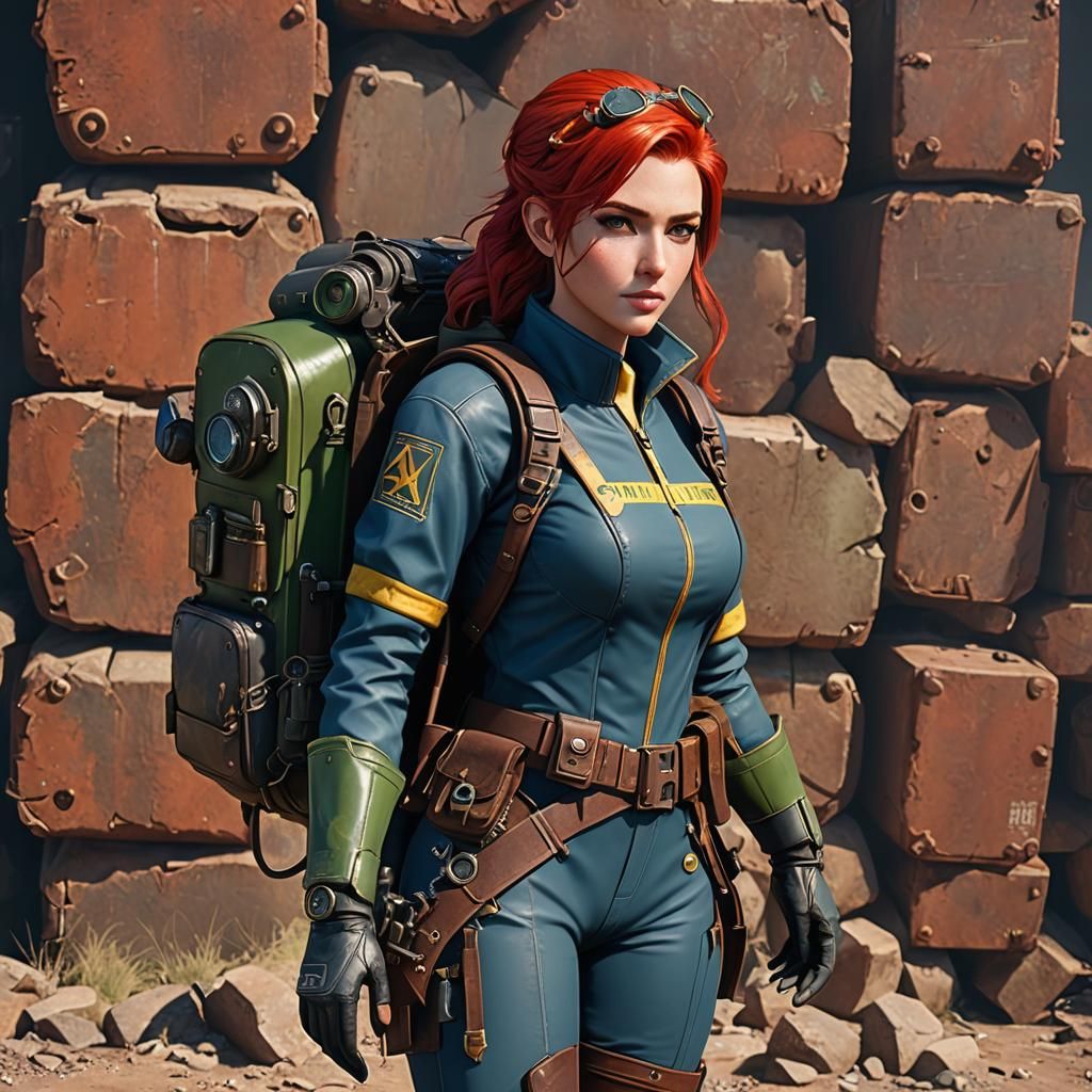 Steampunk Fallout Vault Girl in Anime Style