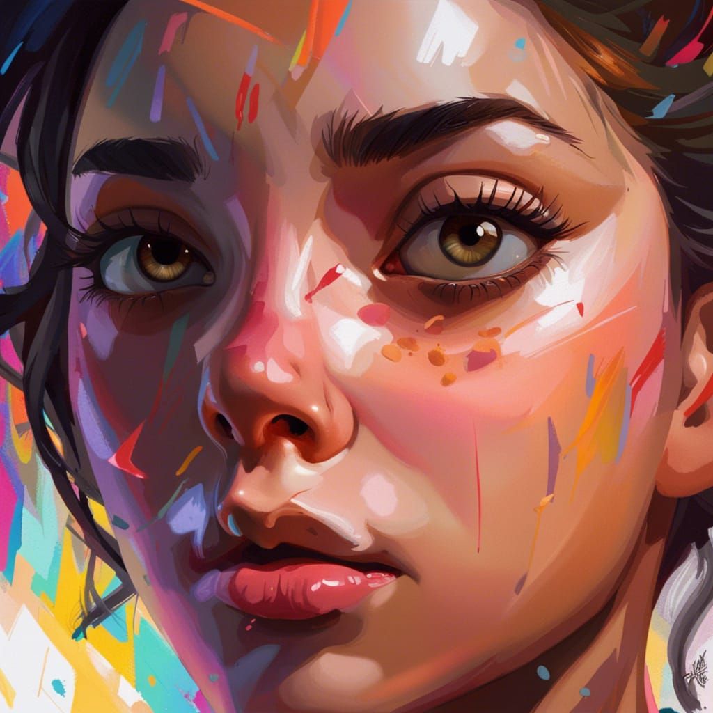 Upset Student in Hyperrealistic Splash Art
