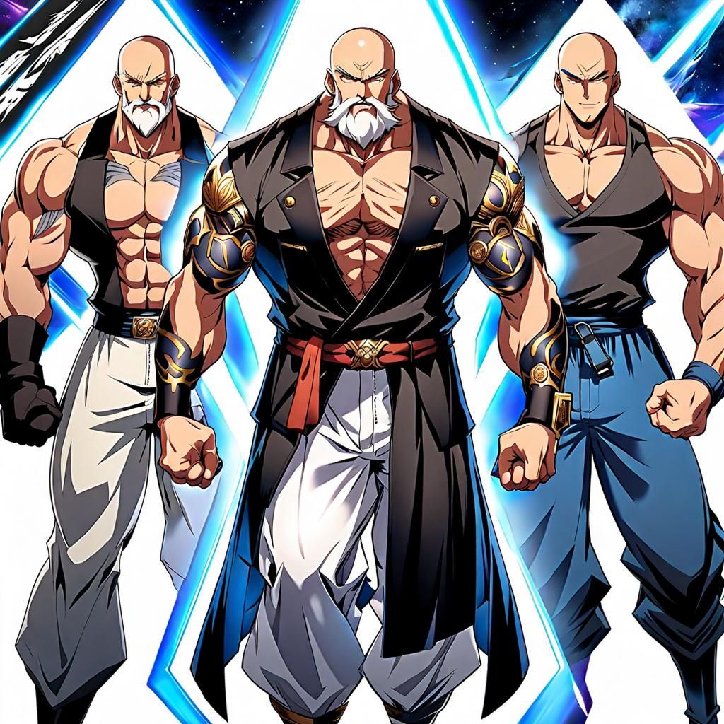 Anime Fighter: Muscular Tattooed Man in Manga Style