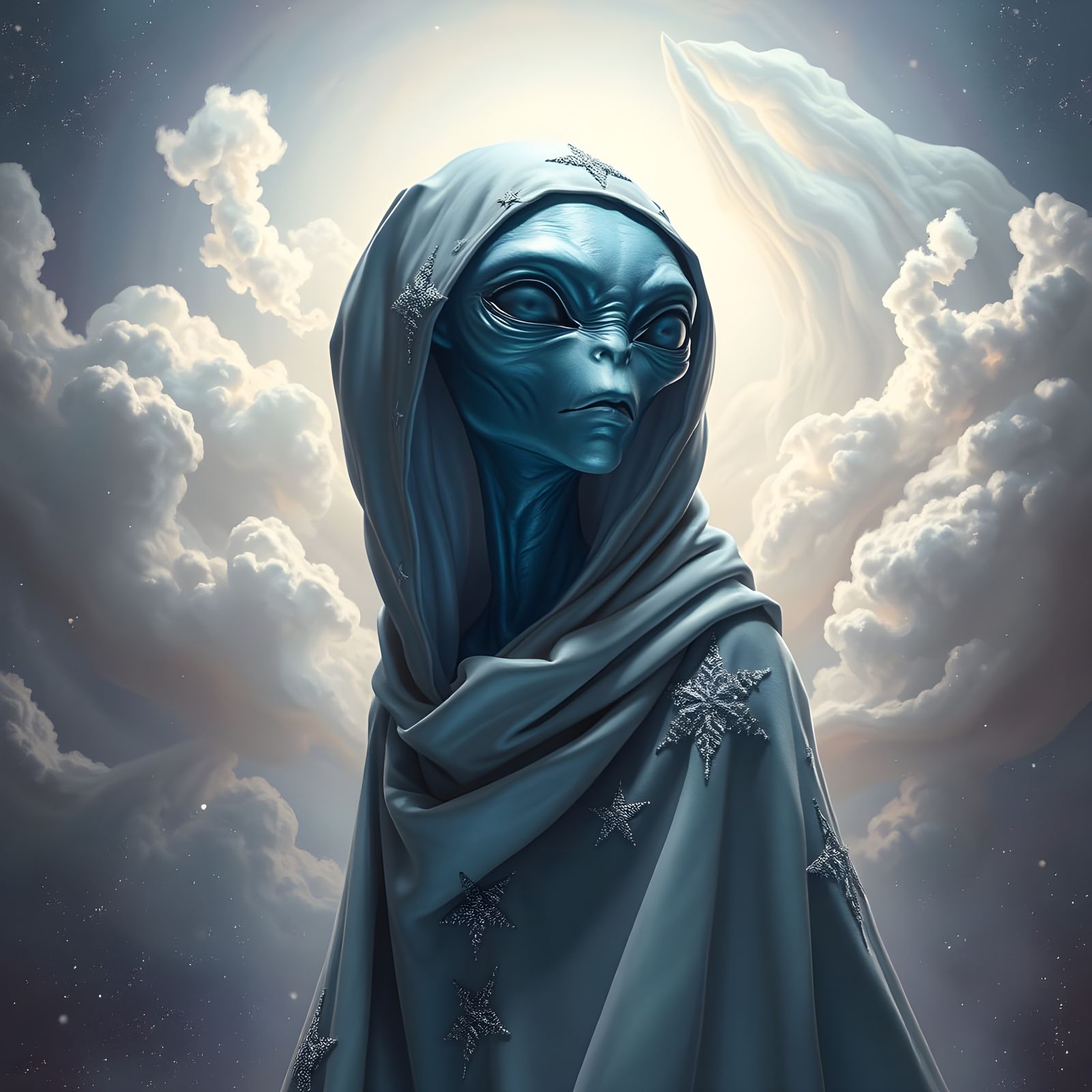 Iridescent Alien in Astral Environment, Surreal Art