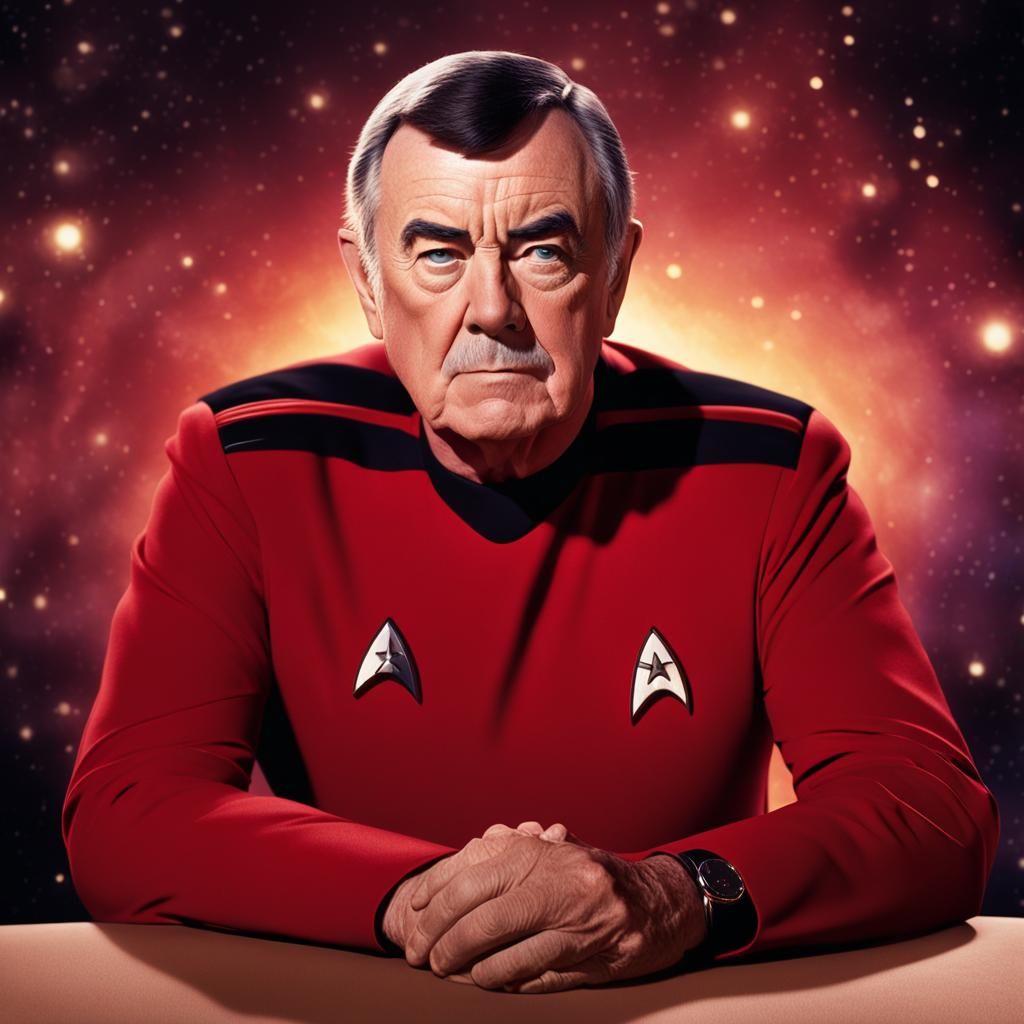 James Doohan as Scotty in Starfleet Uniform