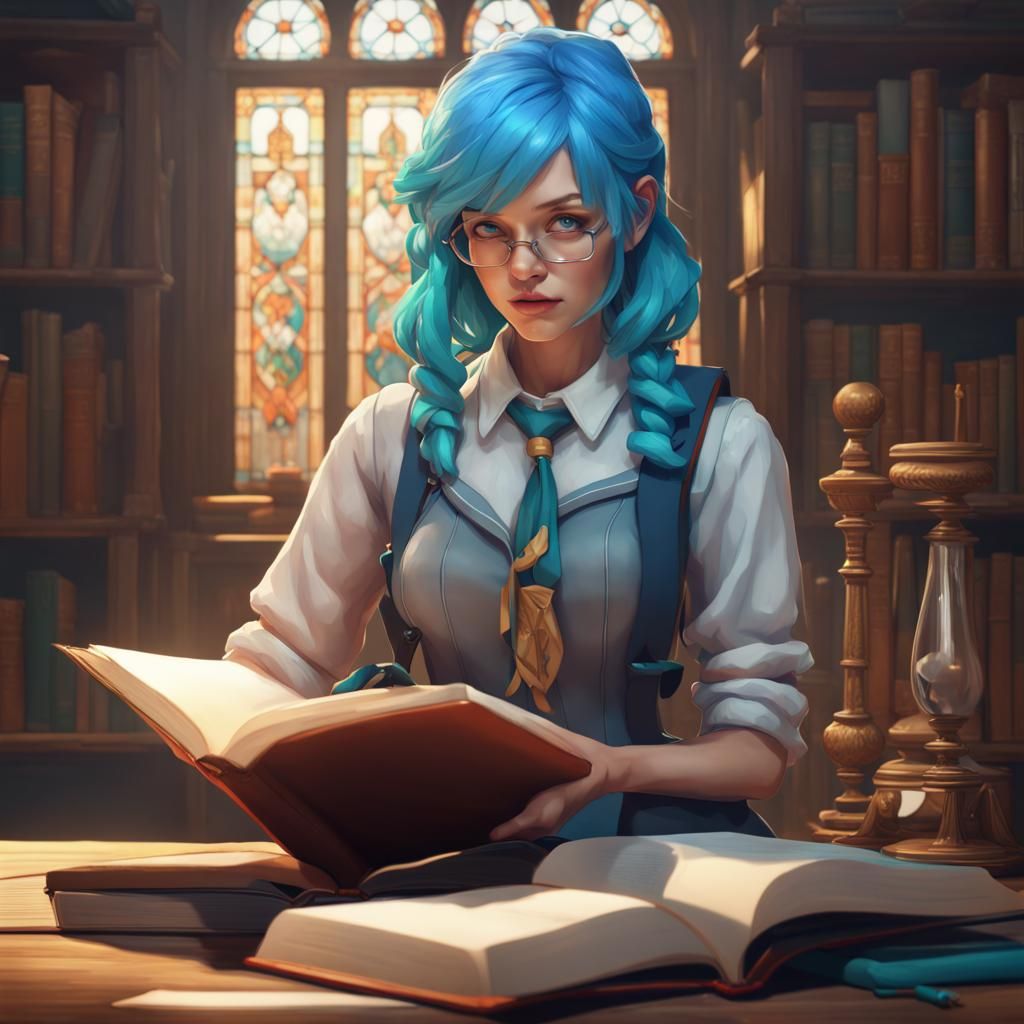 Hourglass Student in Art Nouveau Style