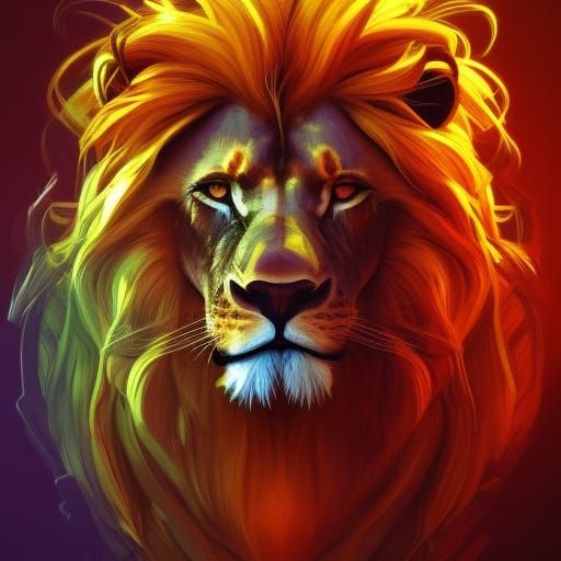 Hyperdetailed Rasta Lion Portrait in Volumetric Lighting
