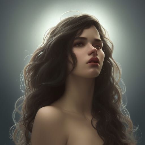 Beautiful Woman Portrait in Hyperdetailed Digital Art Style
