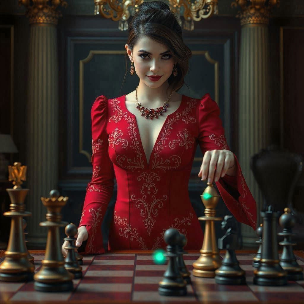 Surreal Fantasy Beauty Triumphs on a Chess Board