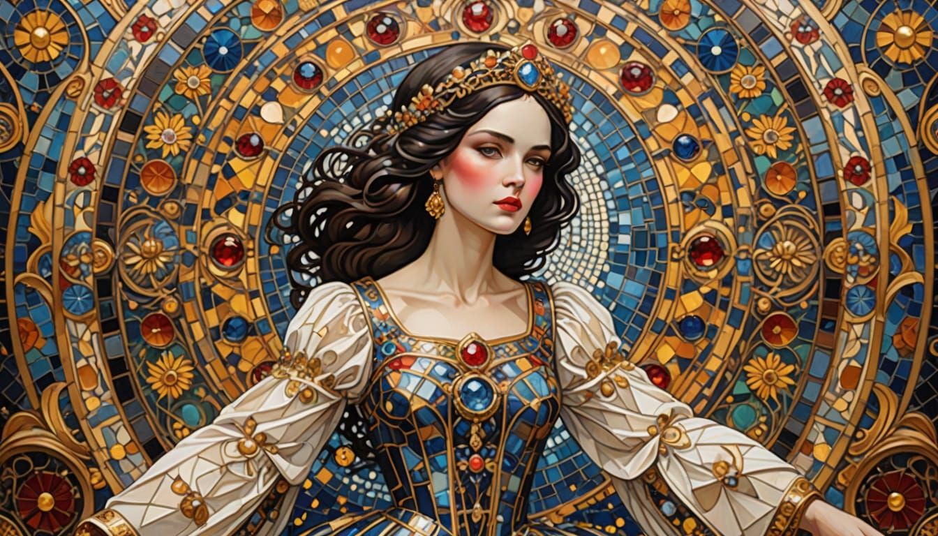 Golden Goddess of Disco: Snow White Shines in Opulent Art No...