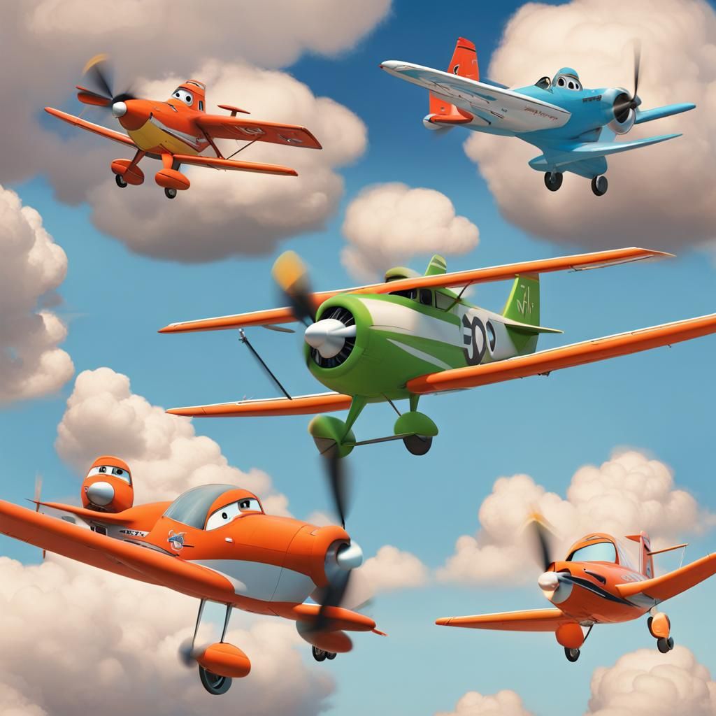 Airplanes Flying into Clouds in Disney Cars Style