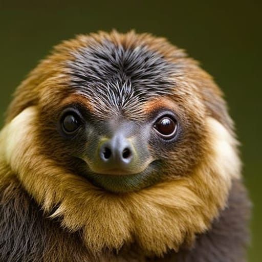 Psychedelic Cosmic Sloth Portrait in Solarpunk Style