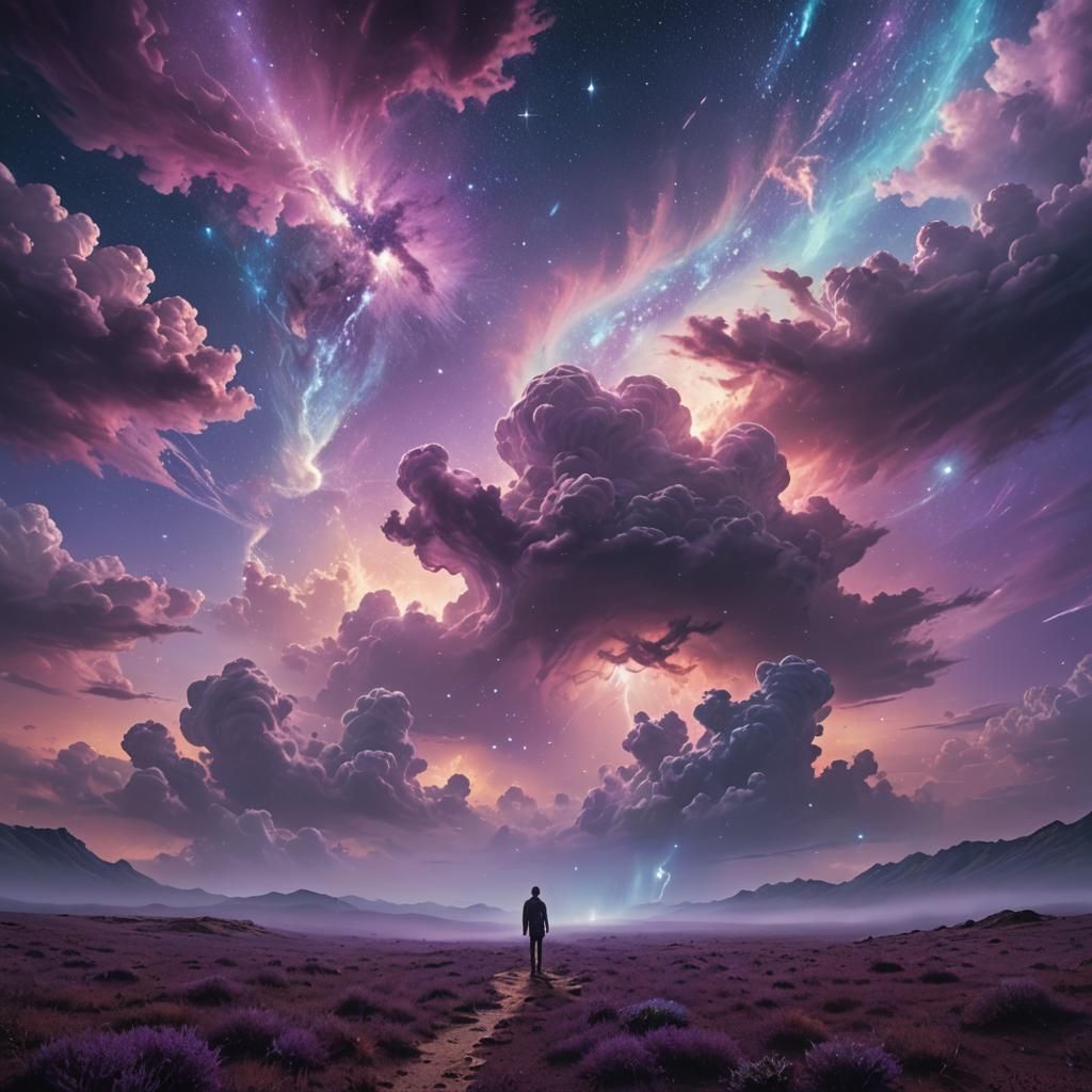 Surreal Starry Expanse: A Sci-Fi Landscape