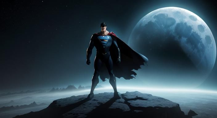 Surreal Moon Watcher in Oil Painting Style