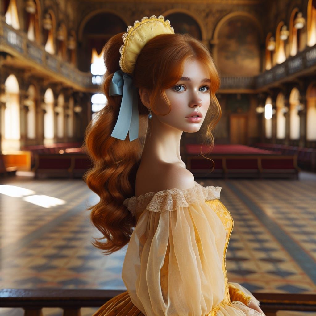 Victorian Woman with Kokoshnik in Ballroom