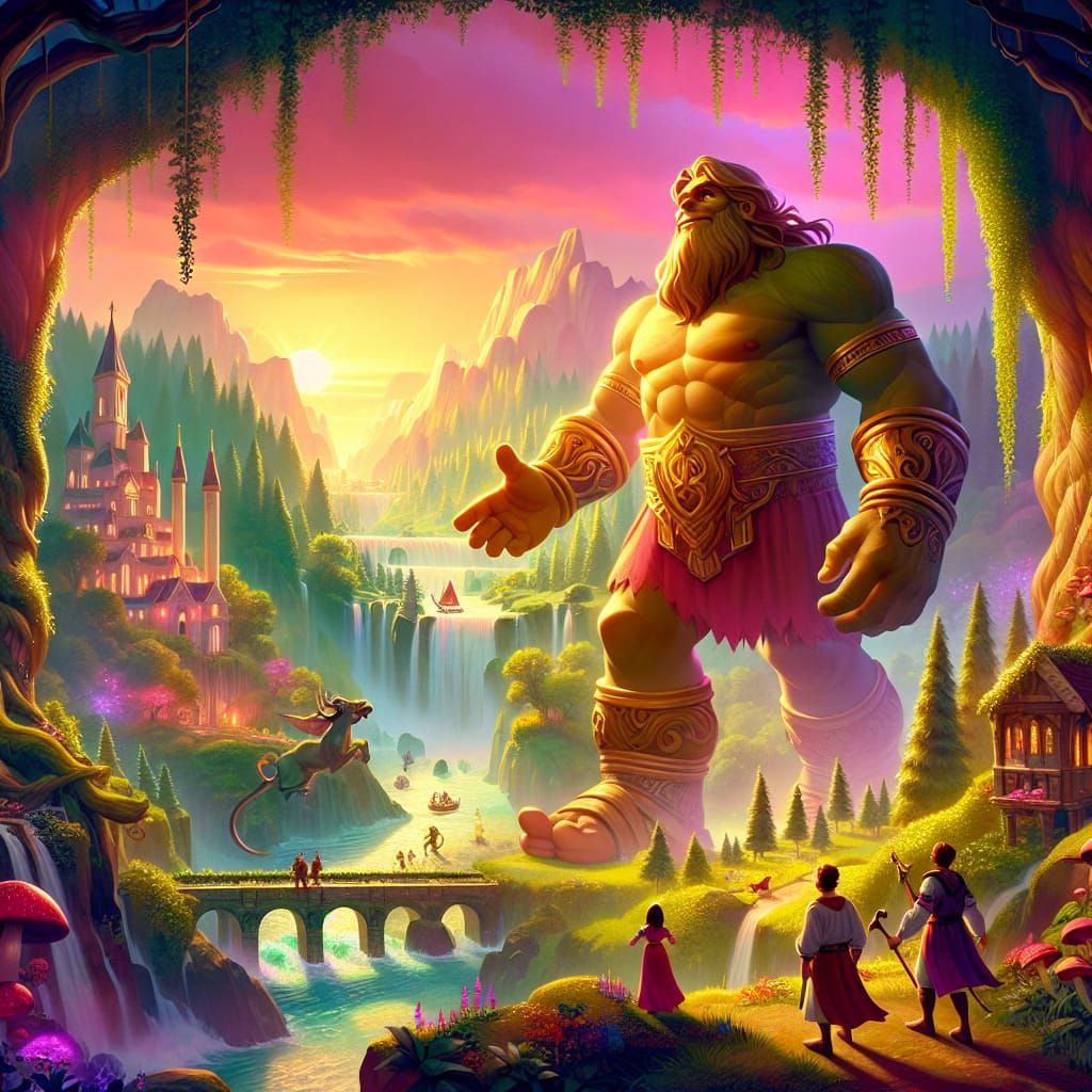 Kind Giant's Forest Odyssey in a Fairy Tale