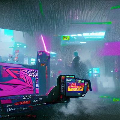 Cyberpunk 2099 Video Game Scene with Neon Lights