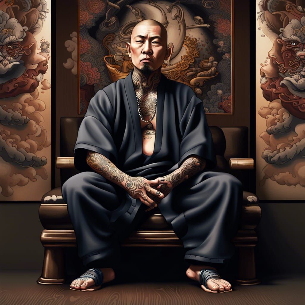 Monk as Yakuza with Japanese Tattoos