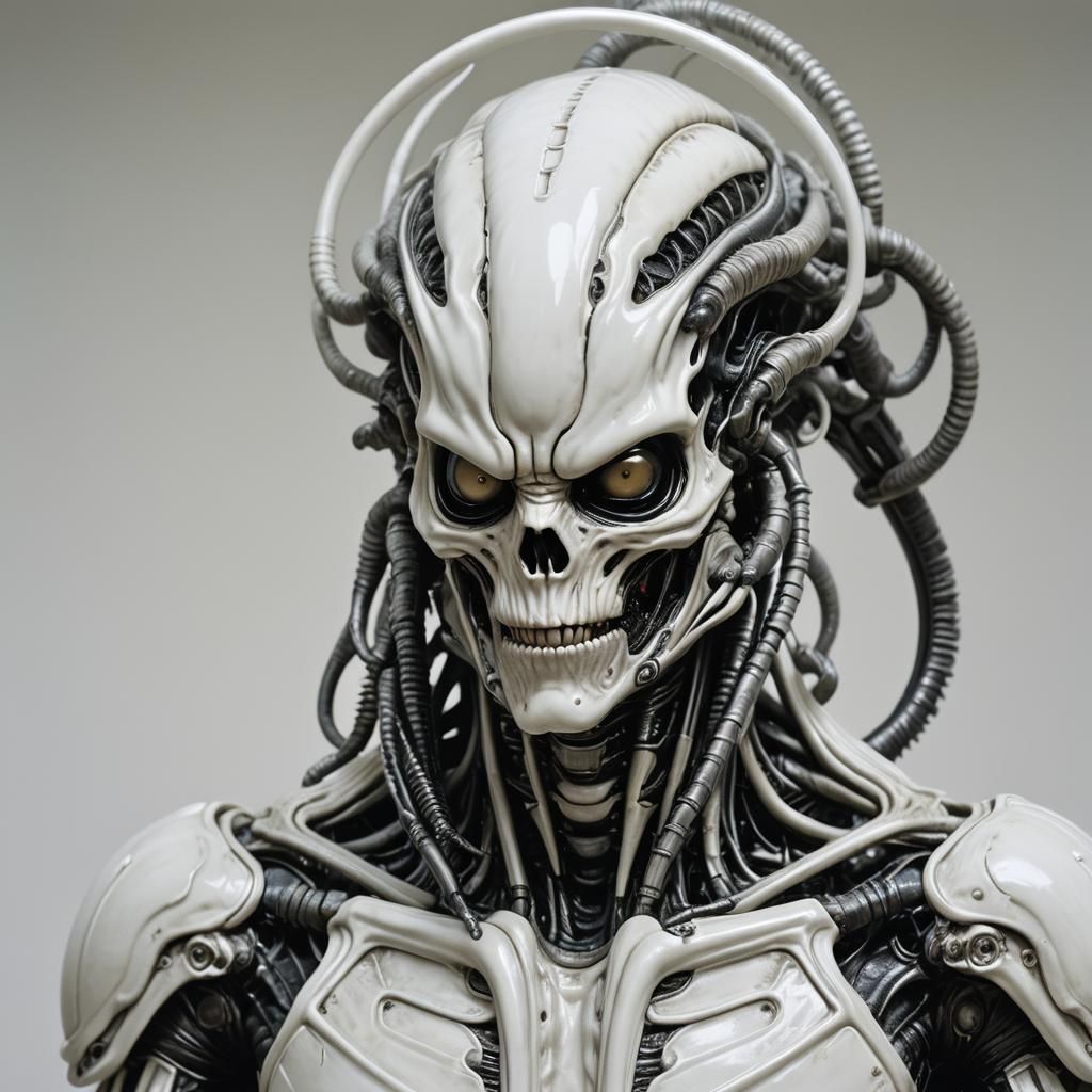 Surreal Alien Portrait in Laboratory, Hyperrealistic Detail