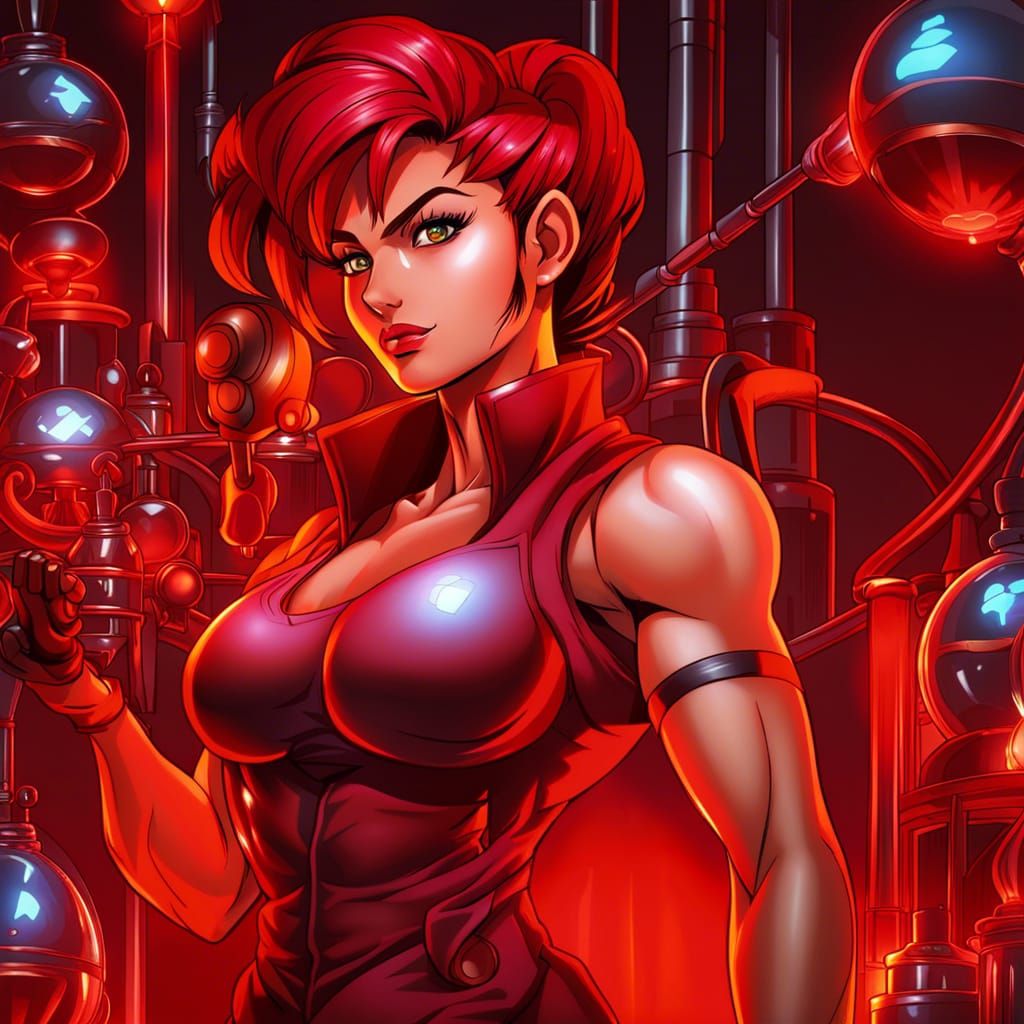 Beautiful Woman with LED in Anime Style