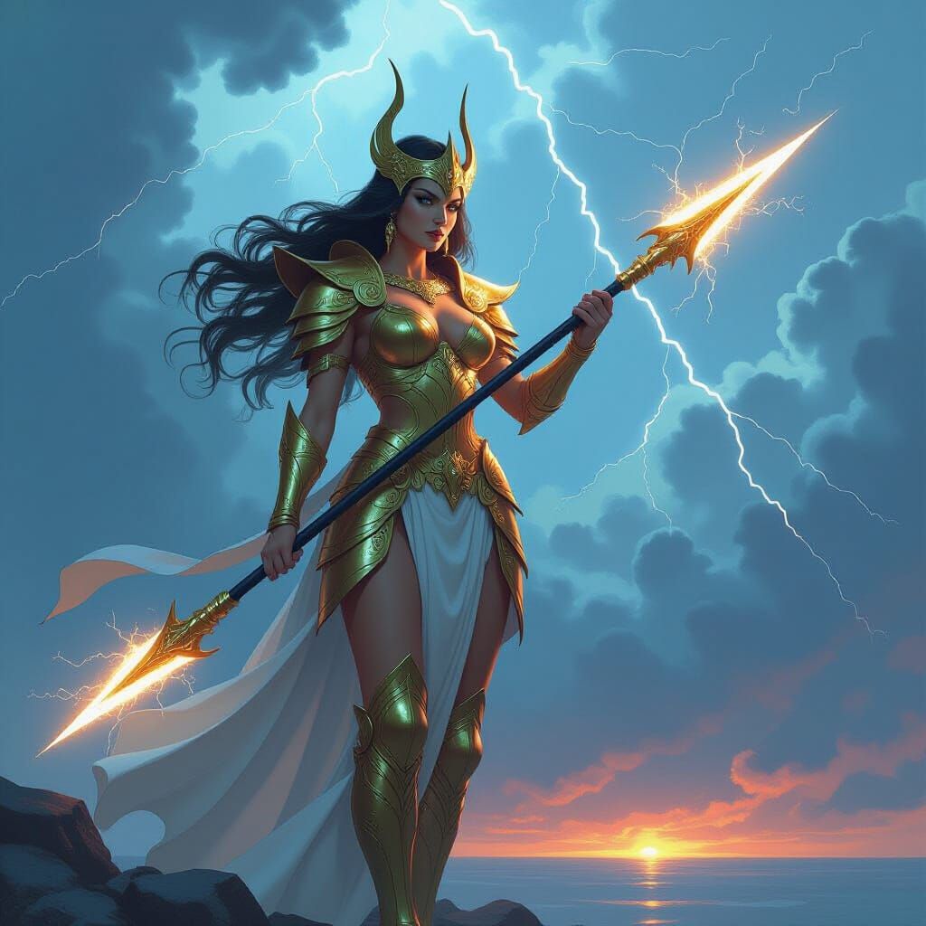 Goddess of Lightning in a Mystical Storm
