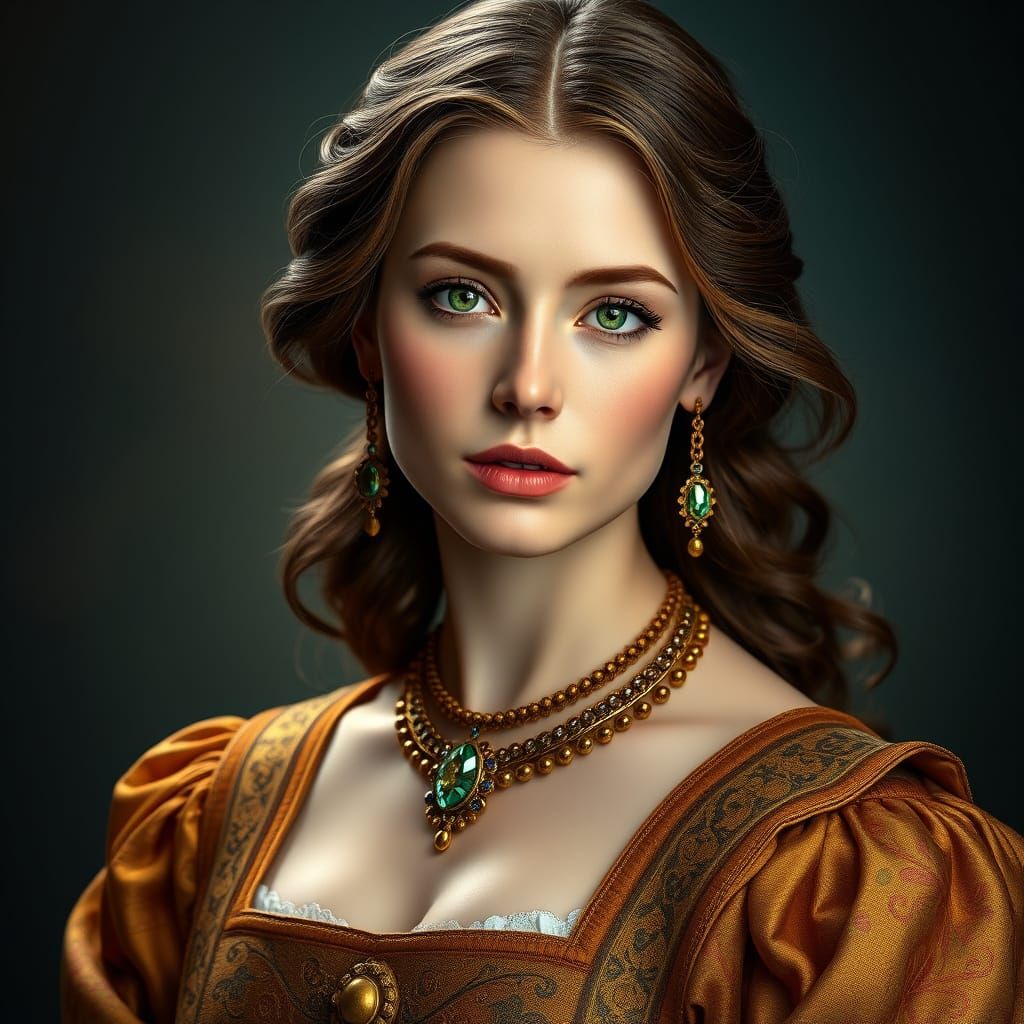 Elegant Italian Renaissance Beauty in Golden Splendor