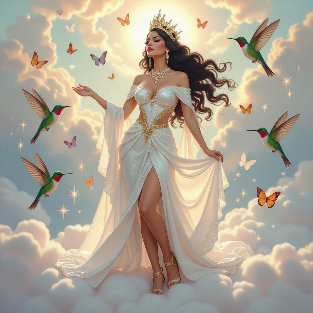 Goddess Rhiannon in Painterly Fantasy Illustration Style