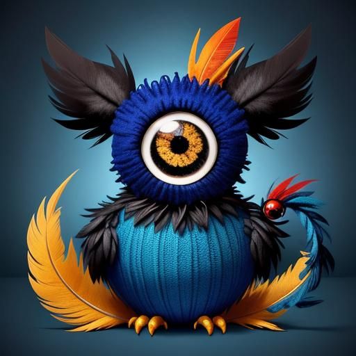 Whimsical Googly-Eyed Owl in a Surreal Fairytale Scene